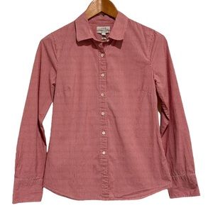 J. Crew Red Gingham Check Stretch Perfect Long Sleeve Button Shirt Size Small